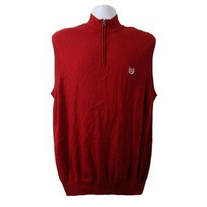 Chaps Sweater Vest 1/4 Zip Mock Neck Red Size Large Golf Casual 100% Cotton ECU
